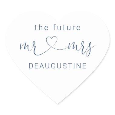 Navy The Future Mr and Mrs Heart Wedding Sticker