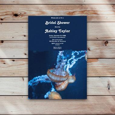 Navy Underwater Jellyfish Nautical Bridal Shower Invitations