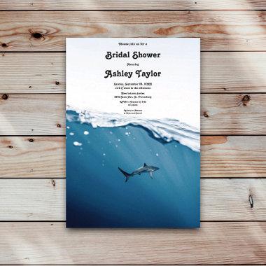 Navy Underwater Shark Nautical Beach Bridal Shower Invitations