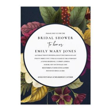 NAVY VINTAGE RETRO BURGUNDY FLORAL BRIDAL SHOWER Invitations