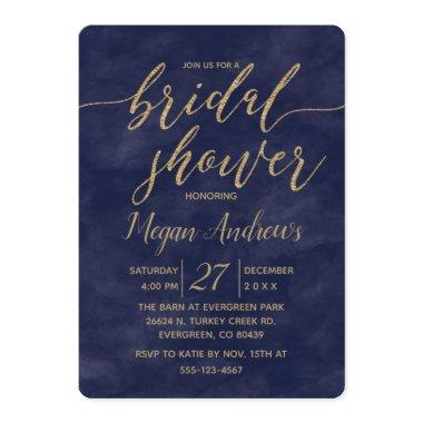 Navy Watercolor Gold Foil