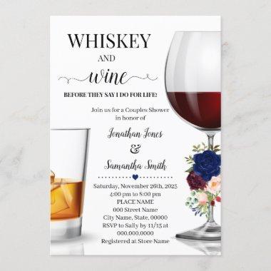 Navy whiskey and wine before I do couples shower Invitations