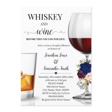 Navy whiskey and wine before I do couples shower Invitations