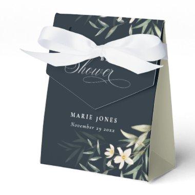 Navy White Greenery Floral Bunch Bridal Shower Favor Boxes