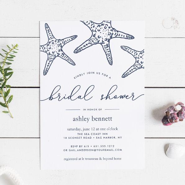 Navy & White Starfish Bridal Shower Invitations