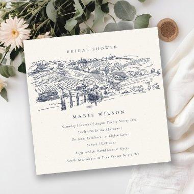 Navy Winery Mountain Sketch  Invite