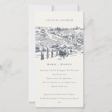 Navy Winery Mountain Sketch Couples Shower Invite