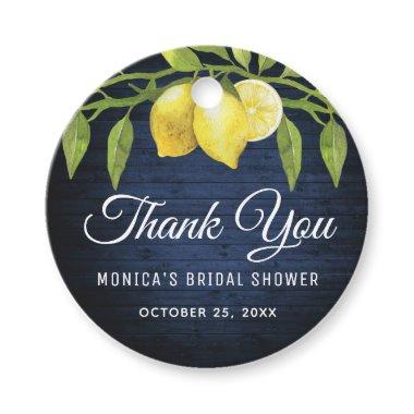 Navy Wood & Lemon Greenery Bridal Shower Thank You Favor Tags