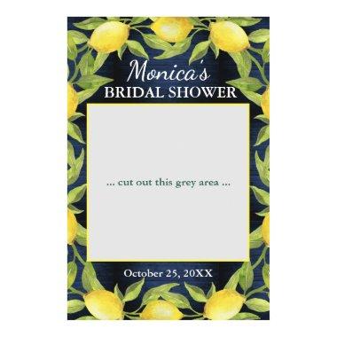 Navy Wood Lemons Greenery  Photo Prop Poster