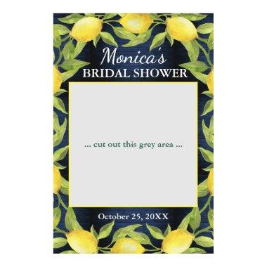 Navy Wood Lemons Greenery Bridal Shower Photo Prop Poster