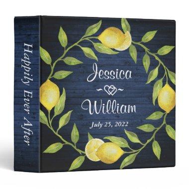 Navy Wood & Lemons Greenery Custom Wedding Binder