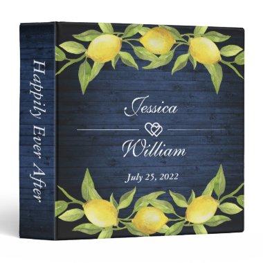 Navy Wood & Lemons Greenery Custom Wedding Binder