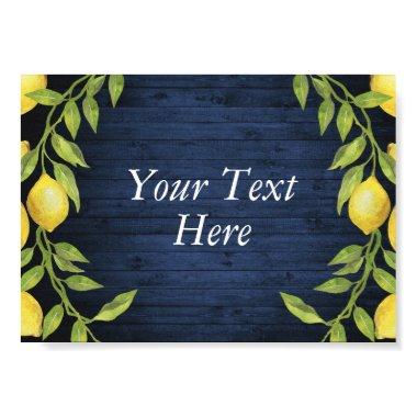 Navy Wood & Lemons Greenery Sign Poster