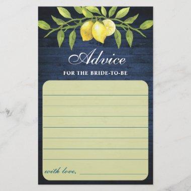 Navy Wood & Lemons Greenery Wishes & Advice Card