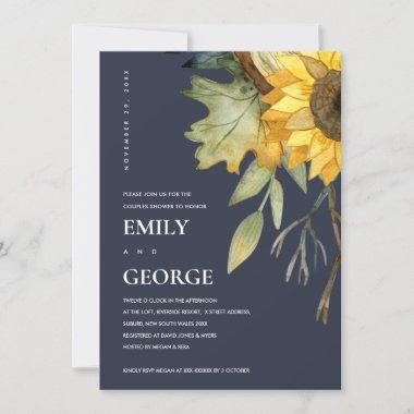 NAVY YELLOW SUNFLOWER FLORAL COUPLE SHOWER Invitations