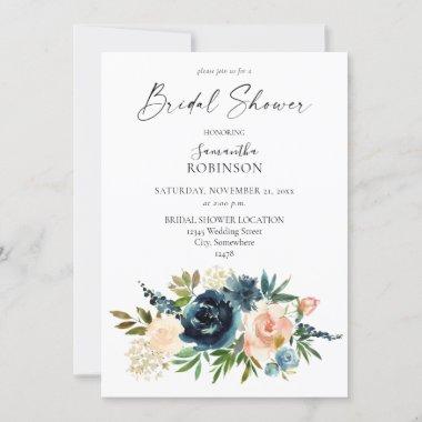 Nayv, Dusty Blue & Blush Pink Floral Bridal Shower Invitations