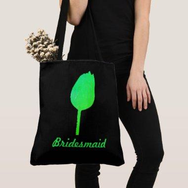 Neon Green Floral Tulip Abstract Bridesmaid Gift Tote Bag
