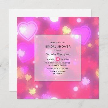 Neon Hearts Bridal Shower Invitations