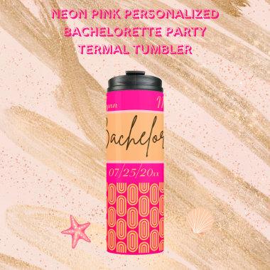 Neon Pink Modern Stylish Personalized Bridesmaid  Thermal Tumbler
