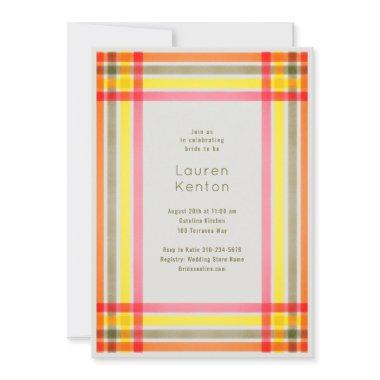 Neon Plaid Bridal Shower Invitations