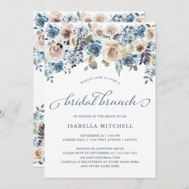 Neutral and Blue Floral | Bridal Brunch Invitations