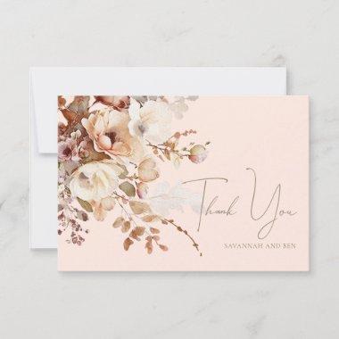Neutral Blush Watercolor Floral Thank You