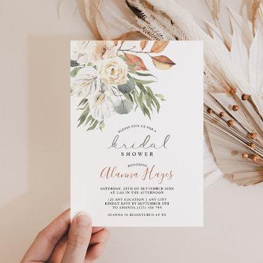 Neutral Boho Floral Bridal Shower Invitations