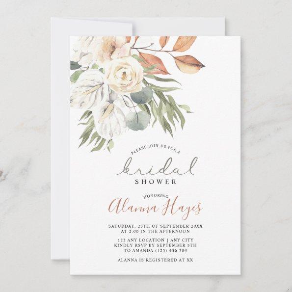 Neutral Boho Floral Bridal Shower Invitations