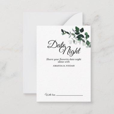 Neutral Botanical Wedding Date Night Advice Card