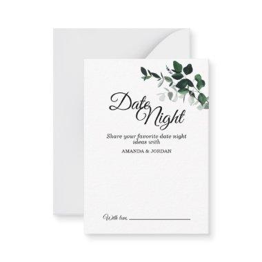 Neutral Botanical Wedding Date Night Advice Card