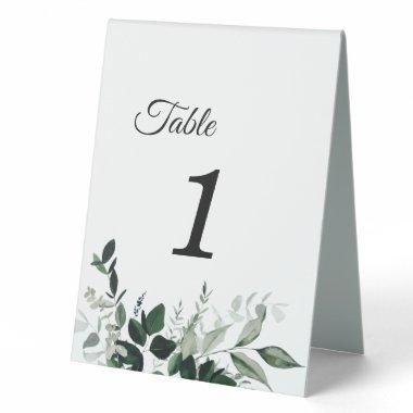 Neutral Botanical Wedding Table Number Tent Sign