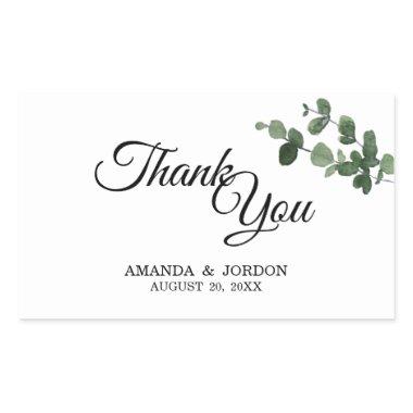 Neutral Botanical Wedding Thank You Rectangular Sticker