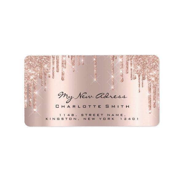 New Adress Bridal Rose Blush Sparkly Glitter RSVP Label