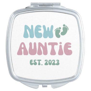 New Auntie Est 2023 - Compact Mirror for New Aunt