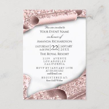 New Baby Shower GIRL Rose Pink 3D Invitations