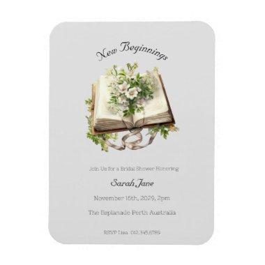 New Beginnings  Floral Open Book Magnet