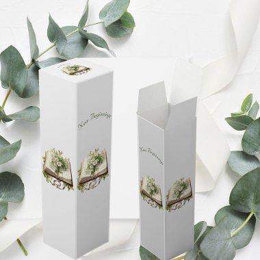 New Beginnings Floral Open Book Wedding Wine Box