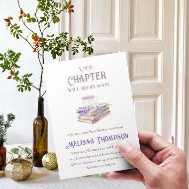 New Chapter Begin Lavender Brunch Book Baby Shower Invitations