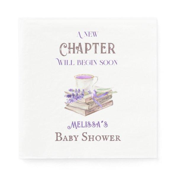 New Chapter Begin Lavender Brunch Book Baby Shower Napkins
