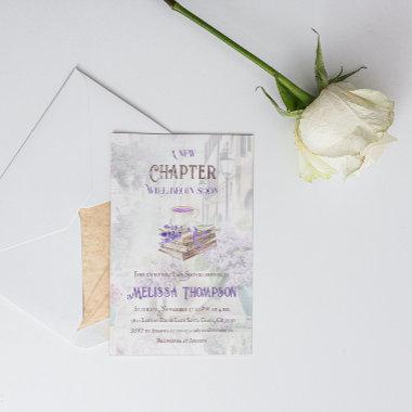 New Chapter Begin Lavender Tea Brunch Baby Shower Invitations