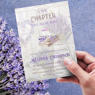 New Chapter Begin Lavender Tea Party Bridal Shower Invitations