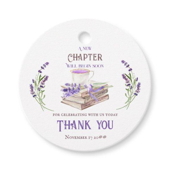 New Chapter Begin Soon Lavender Books Baby Shower Favor Tags