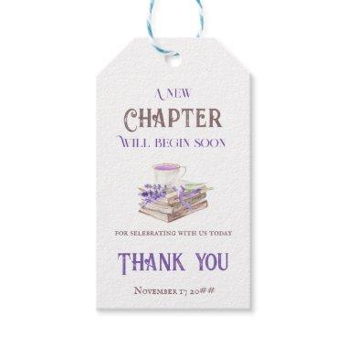 New Chapter Begin Soon Lavender Books Baby Shower Gift Tags