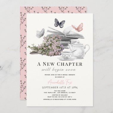 New Chapter Buttefly Tea Party Book Bridal Shower Invitations