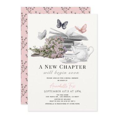 New Chapter Buttefly Tea Party Book Bridal Shower Invitations