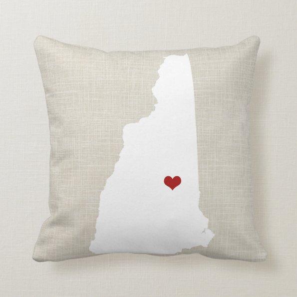New Hampshire State Pillow Faux Linen Personalized