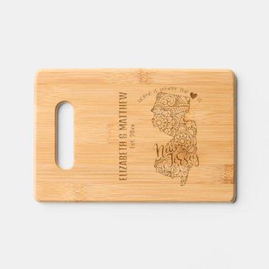New Jersey state wedding couple names date married Engraved Cutting Board