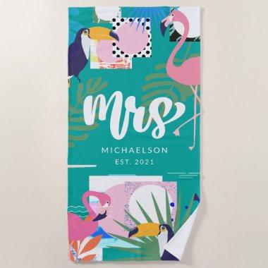 New Mrs. | Tropical Leaves Beach Towel