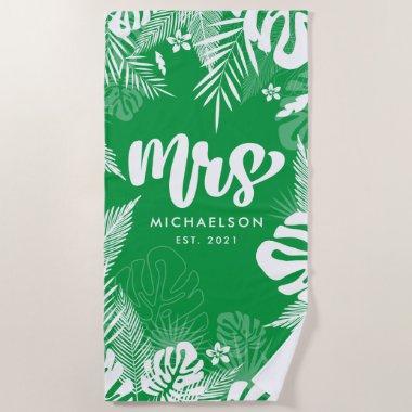 New Mrs. | Tropical Leaves Beach Towel