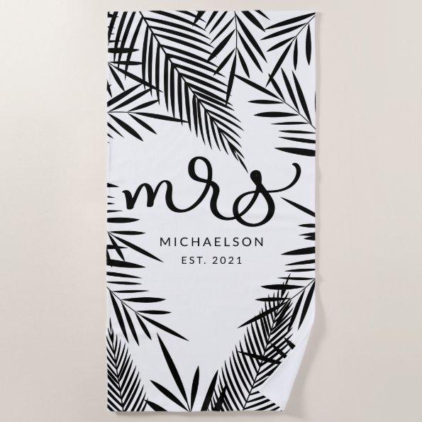 New Mrs. | Tropical Leaves Beach Towel